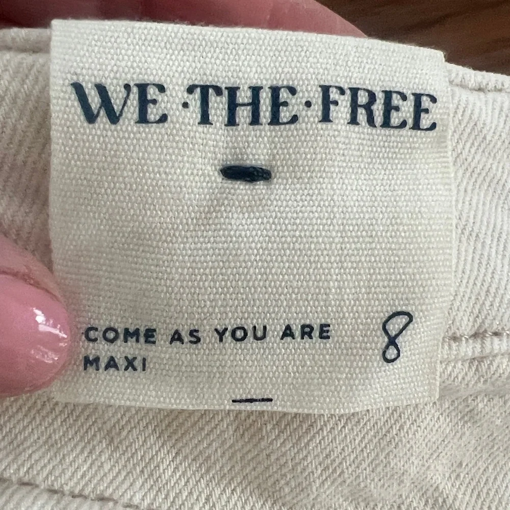 Free People We The Free Come As You Are Denim Maxi Skirt NWT Wisp Ivory Sz 8 - Picture 2 of 8